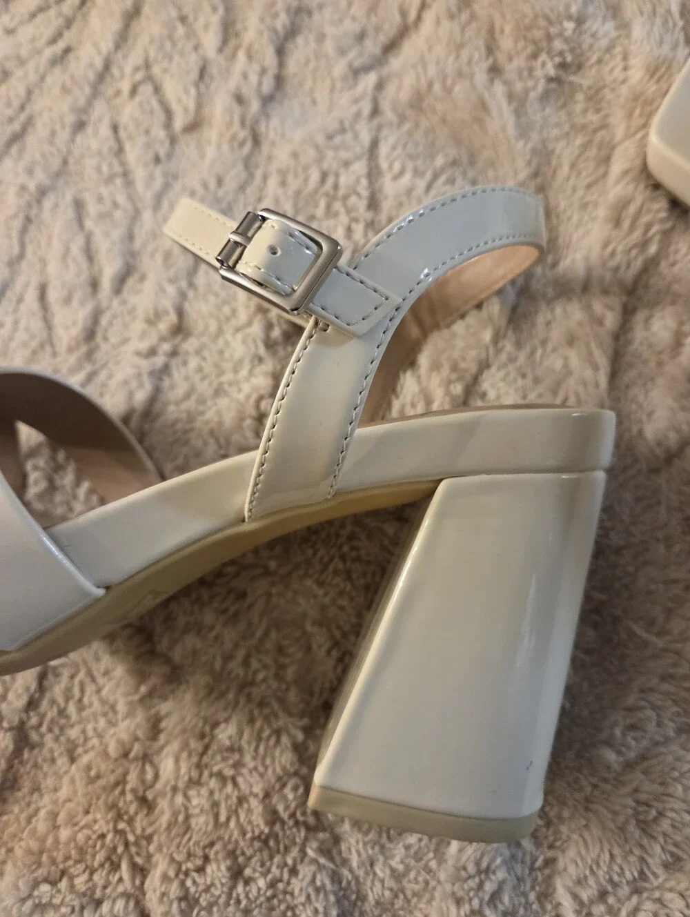 Mia Women's Strappy Block Heel Sandals - Cream Size 8.